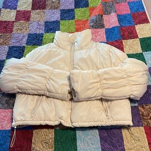 XL Cream Cropped Puffer Jacket